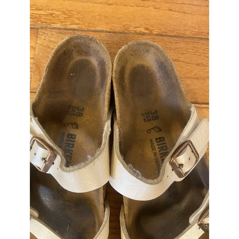 Birkenstock Mayori Slide Sandal Leather Size 38 White